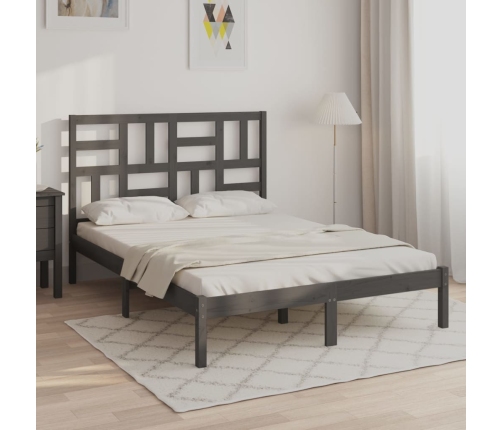 Estructura de cama sin colchón madera maciza gris 120x200 cm