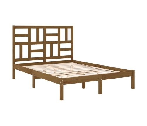 Estructura cama sin colchón madera maciza marrón miel 120x200cm