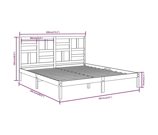 Estructura de cama sin colchón madera maciza 180x200 cm