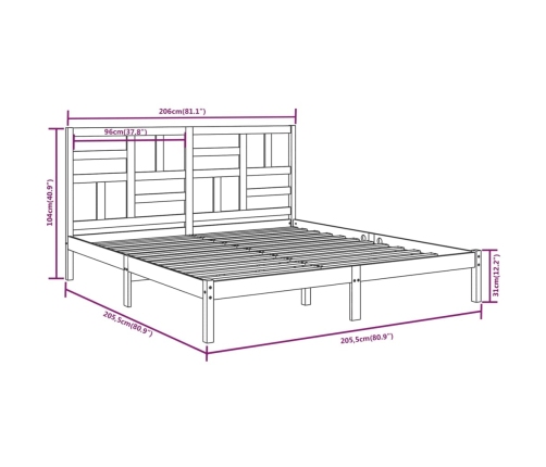 Estructura de cama sin colchón madera maciza blanco 200x200 cm