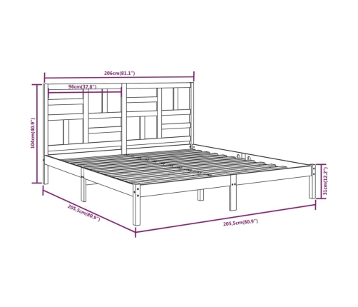 Estructura de cama sin colchón madera maciza gris 200x200 cm