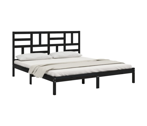 Estructura de cama sin colchón madera maciza negro 200x200 cm