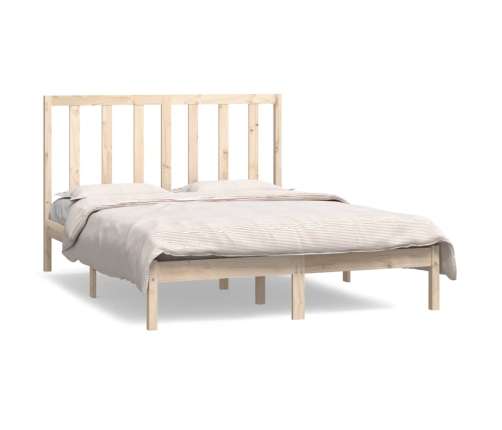 Estructura de cama sin colchón madera maciza de pino 140x190 cm