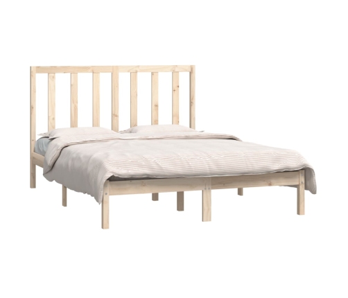 Estructura de cama sin colchón madera maciza de pino 140x190 cm