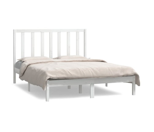 Estructura de cama sin colchón madera de pino blanca 140x190 cm