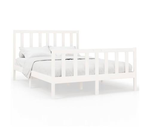 Estructura de cama sin colchón madera de pino blanca 140x190 cm