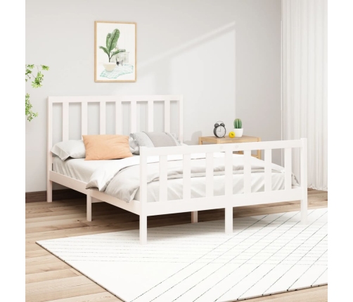 Estructura de cama sin colchón madera de pino blanca 140x190 cm