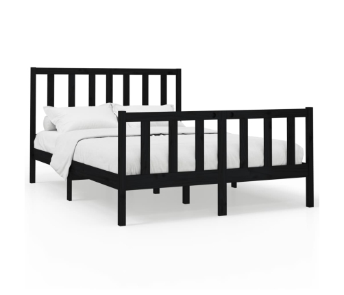 vidaXL Estructura de cama de madera maciza de pino negro 140x190 cm