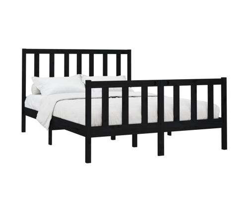 vidaXL Estructura de cama de madera maciza de pino negro 140x190 cm