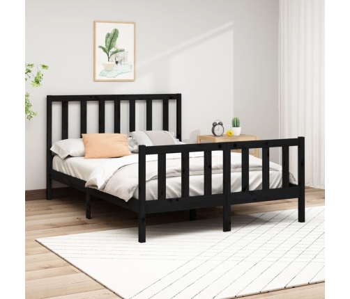 vidaXL Estructura de cama de madera maciza de pino negro 140x190 cm