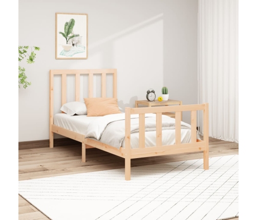 Estructura de cama sin colchón madera maciza de pino 90x200 cm