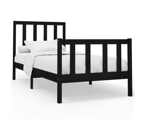 Estructura de cama madera maciza de pino negro 90x200 cm