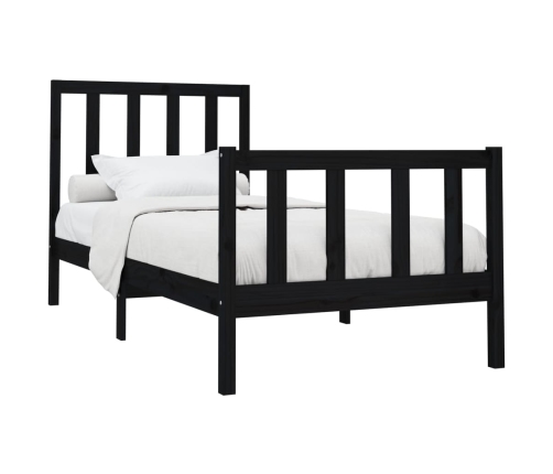 Estructura de cama madera maciza de pino negro 90x200 cm