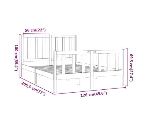 vidaXL Estructura de cama madera maciza de pino negro 120x200 cm