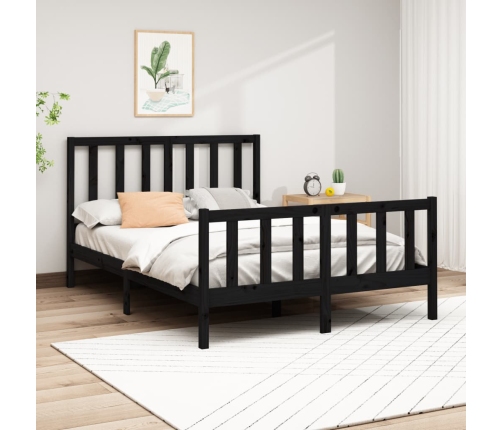 vidaXL Estructura de cama madera maciza de pino negro 120x200 cm