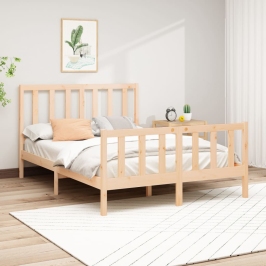 Estructura de cama sin colchón madera de pino blanca 140x200 cm