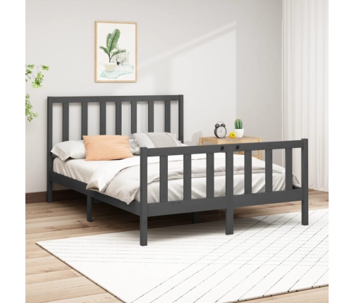 Estructura de cama madera maciza de pino gris 150x200 cm