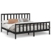 Estructura de cama madera maciza Super King negra 180x200 cm