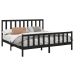 Estructura de cama madera maciza Super King negra 180x200 cm