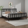 Estructura de cama madera maciza Super King negra 180x200 cm