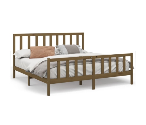 Estructura de cama madera maciza marrón miel 200x200 cm