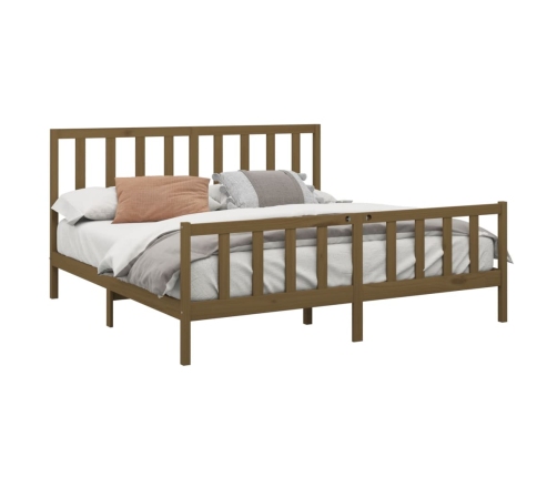 Estructura de cama madera maciza marrón miel 200x200 cm