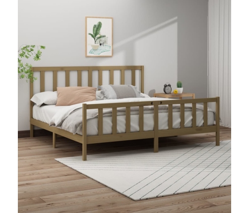 Estructura de cama madera maciza marrón miel 200x200 cm