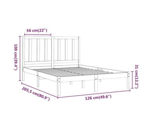 vidaXL Estructura de cama de madera maciza de pino 120x200 cm