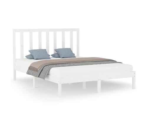 Estructura de cama de madera maciza blanca 160x200 cm