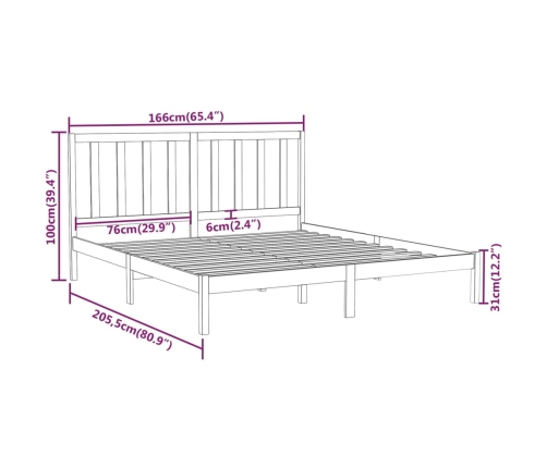 Estructura de cama de madera maciza blanca 160x200 cm