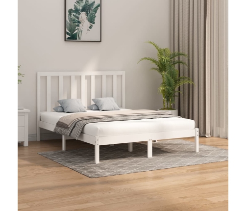 Estructura de cama de madera maciza blanca 160x200 cm