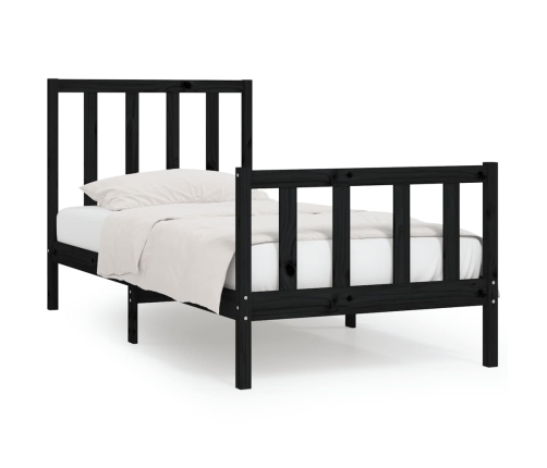 Estructura de cama madera maciza negro 90x200 cm