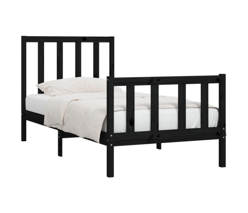 Estructura de cama madera maciza negro 90x200 cm