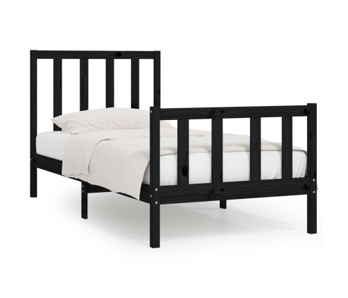 vidaXL Estructura de cama madera maciza negro 100x200 cm