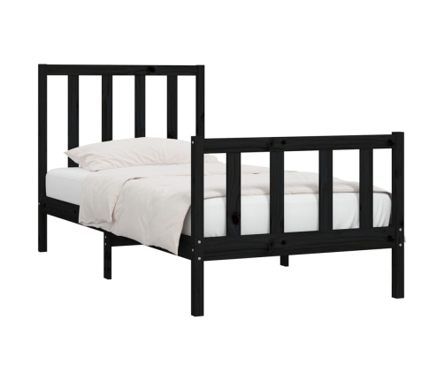 vidaXL Estructura de cama madera maciza negro 100x200 cm