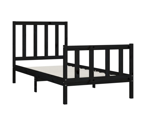 vidaXL Estructura de cama madera maciza negro 100x200 cm