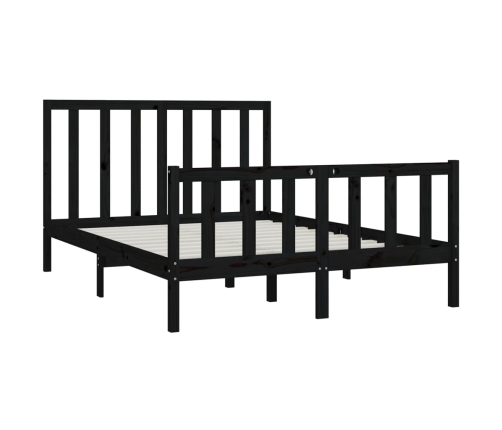 Estructura de cama de madera maciza negra 140x200 cm