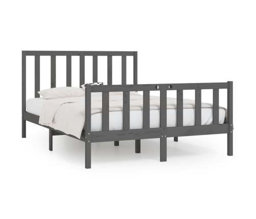 Estructura de cama madera maciza gris King Size 150x200 cm