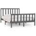 Estructura de cama madera maciza gris King Size 150x200 cm