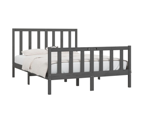 Estructura de cama madera maciza gris King Size 150x200 cm