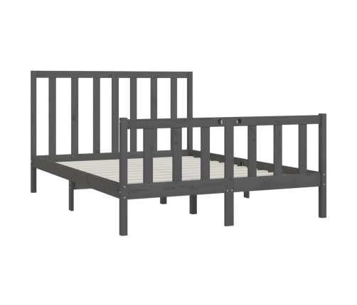 Estructura de cama madera maciza gris King Size 150x200 cm