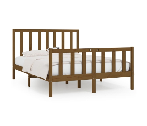 Estructura de cama madera maciza King marrón miel 150x200 cm