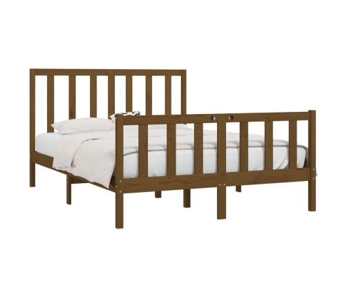 Estructura de cama madera maciza King marrón miel 150x200 cm