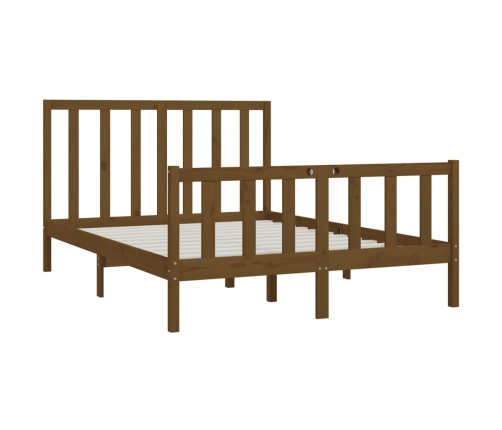 Estructura de cama madera maciza King marrón miel 150x200 cm