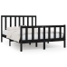 Estructura de cama madera maciza negra King Size 150x200 cm