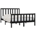 Estructura de cama madera maciza negra King Size 150x200 cm