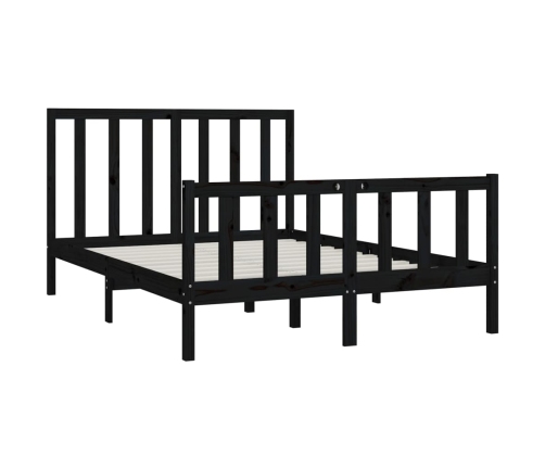 Estructura de cama madera maciza negra King Size 150x200 cm