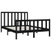 Estructura de cama madera maciza negra King Size 150x200 cm