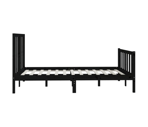 Estructura de cama madera maciza negra King Size 150x200 cm