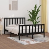 Estructura de cama madera maciza negra King Size 150x200 cm